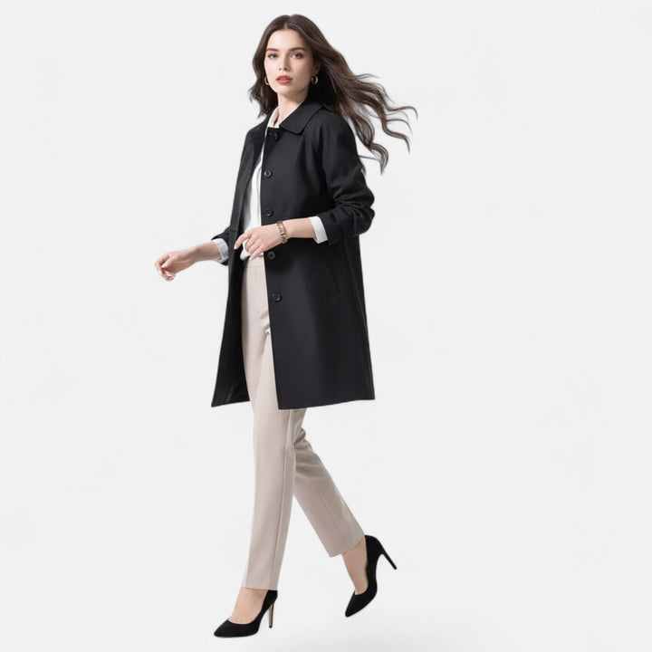 Valmonti | Damens Mid-Length Ullblandad Trench Coat
