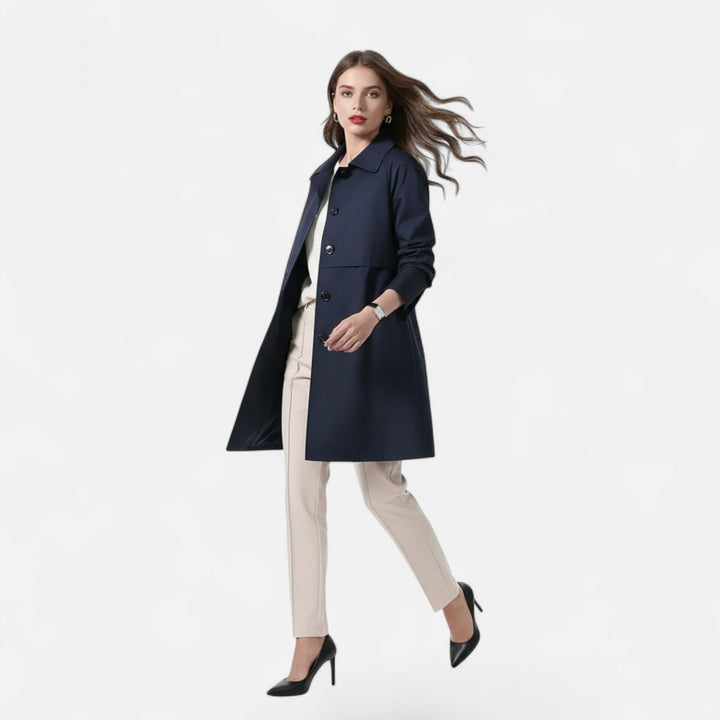 Valmonti | Damens Mid-Length Ullblandad Trench Coat