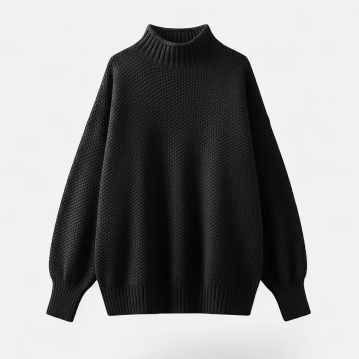 Valmonti | Dam Plus-Storlek Mock-Neck Tröja – Löst Stickad Tröja