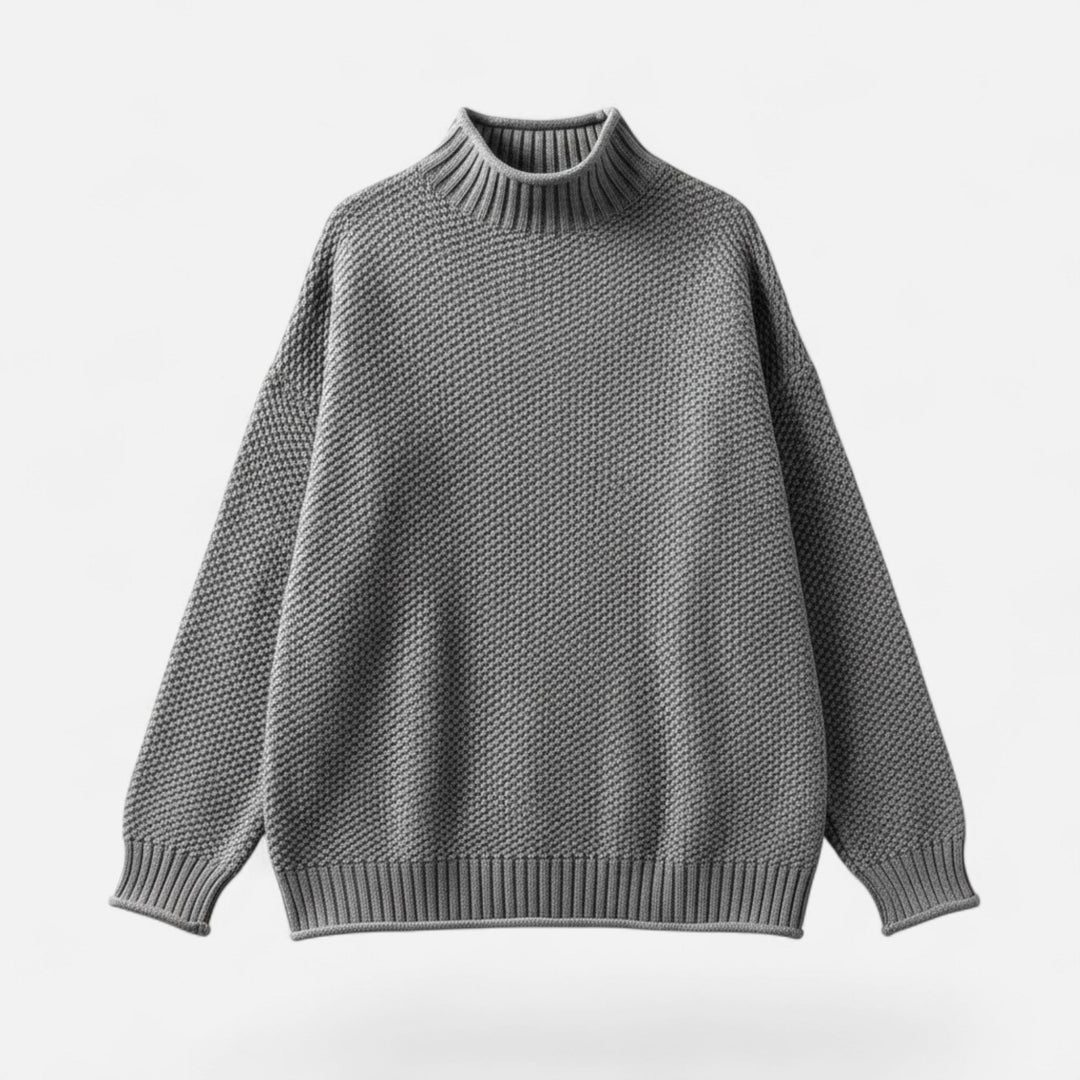 Valmonti | Dam Plus-Storlek Mock-Neck Tröja – Löst Stickad Tröja