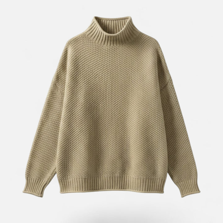 Valmonti | Dam Plus-Storlek Mock-Neck Tröja – Löst Stickad Tröja