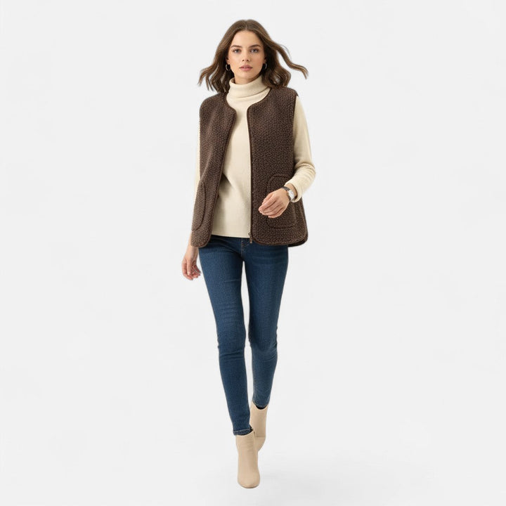 Valmonti | Damens Plysch Cashmere-blandad Väst