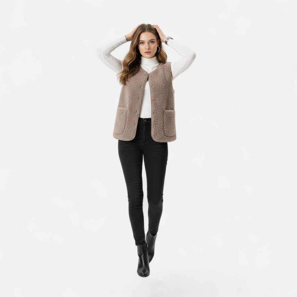 Valmonti | Damens Plysch Cashmere-blandad Väst