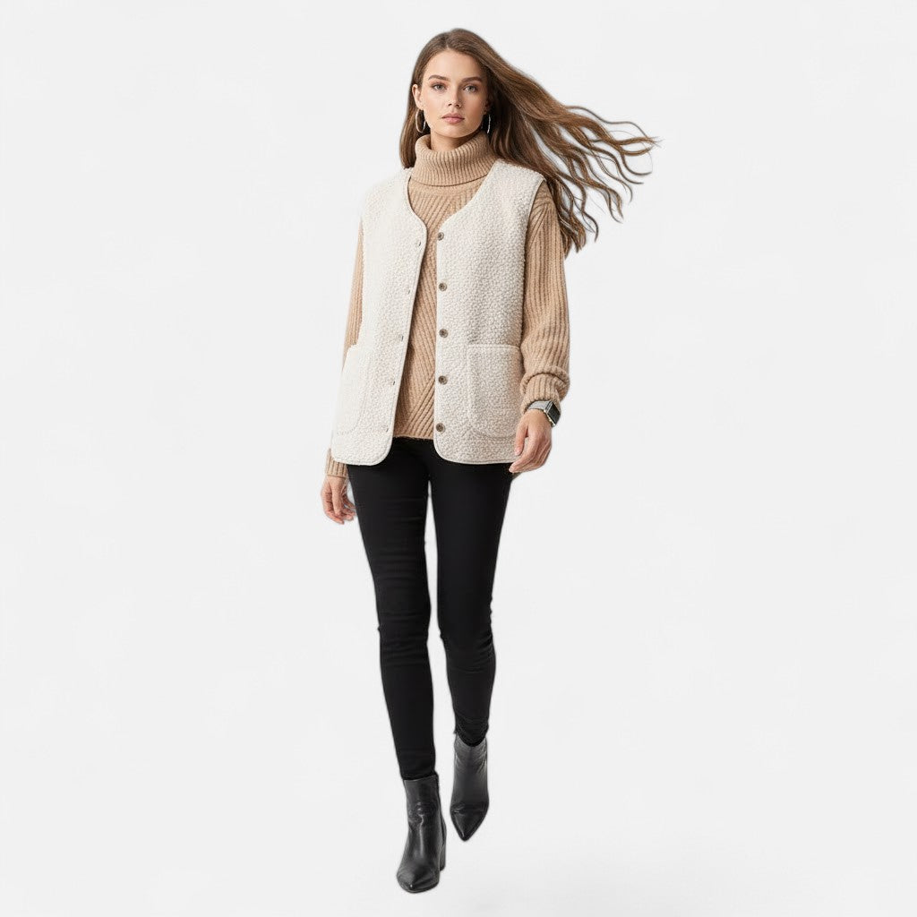 Valmonti | Damens Plysch Cashmere-blandad Väst