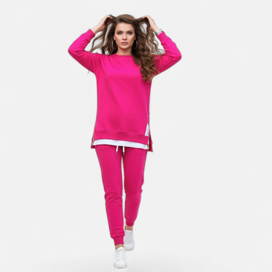 Valmonti | Kvinnors Fina Tvådelade Set med Slits Sweatshirt &amp; Byxor