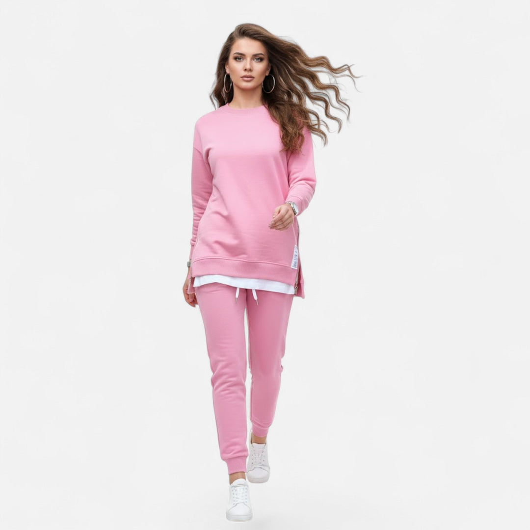 Valmonti | Kvinnors Fina Tvådelade Set med Slits Sweatshirt &amp; Byxor