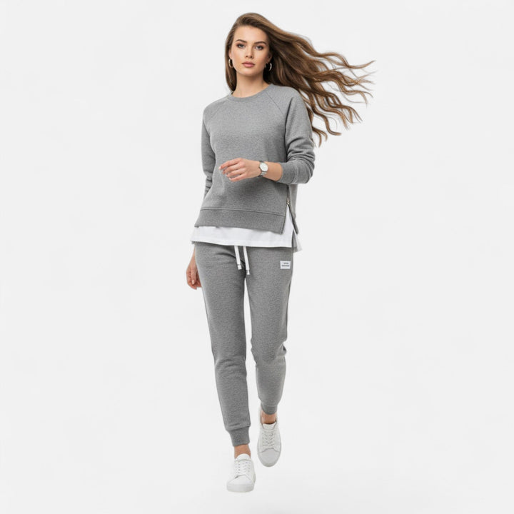 Valmonti | Kvinnors Fina Tvådelade Set med Slits Sweatshirt &amp; Byxor