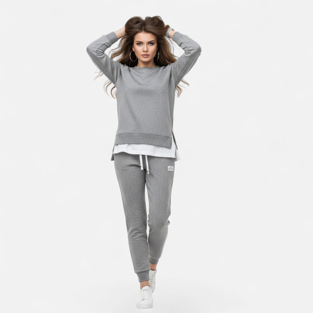 Valmonti | Kvinnors Fina Tvådelade Set med Slits Sweatshirt &amp; Byxor