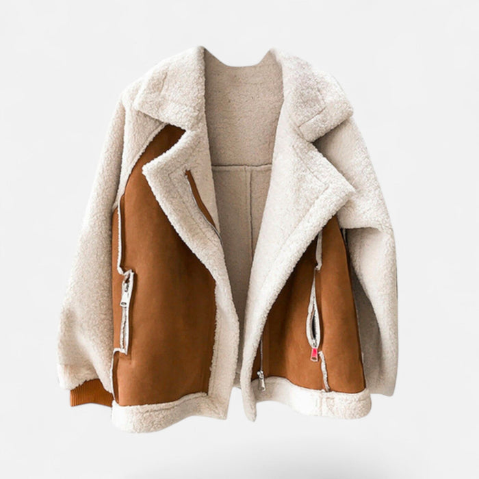Valmonti | Damkort mocka lamm-velvet moto jacka