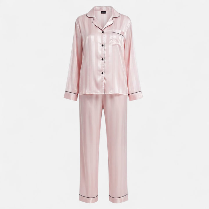 Valmonti | Kvinnors Silk-Touch Bold-Stripe Långärmad Lounge Set