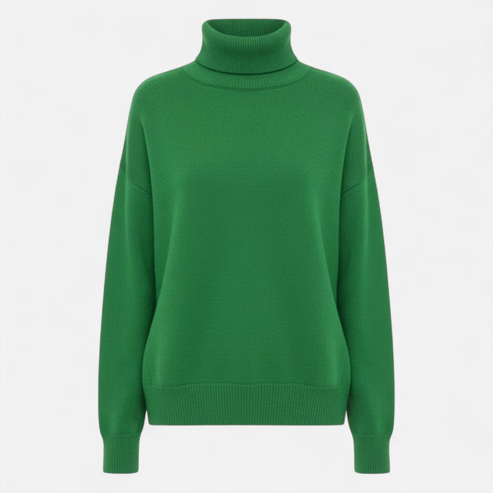 Valmonti | Kvinnors Ullblandad Polokrage Tröja – Oversized Tjock Stickad