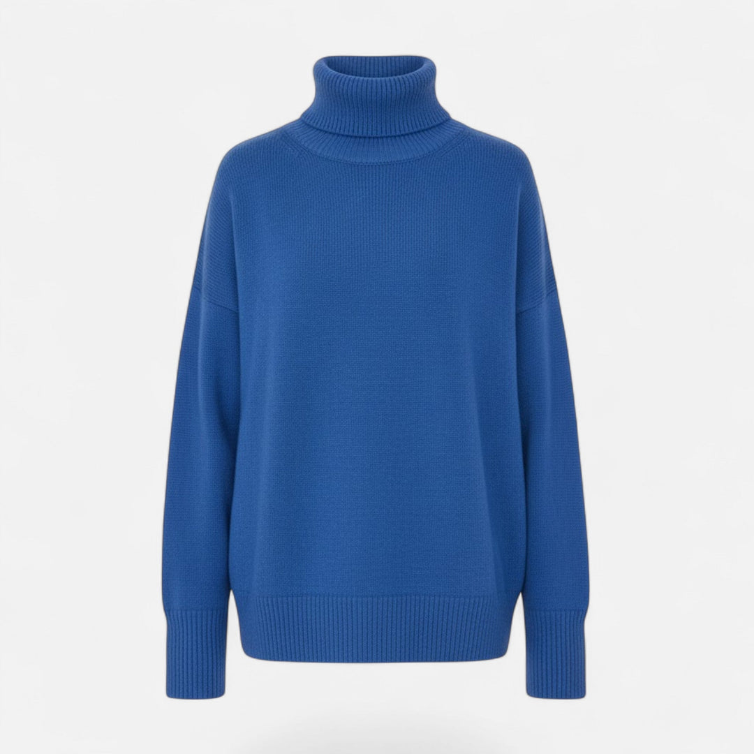 Valmonti | Kvinnors Ullblandad Polokrage Tröja – Oversized Tjock Stickad