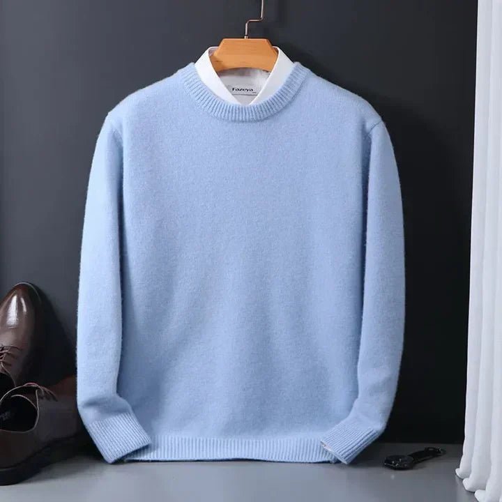 Herrers Cashmere Rundhalsad Tröja – Mjuk Finstickad för Smart Avslappnad Klädsel