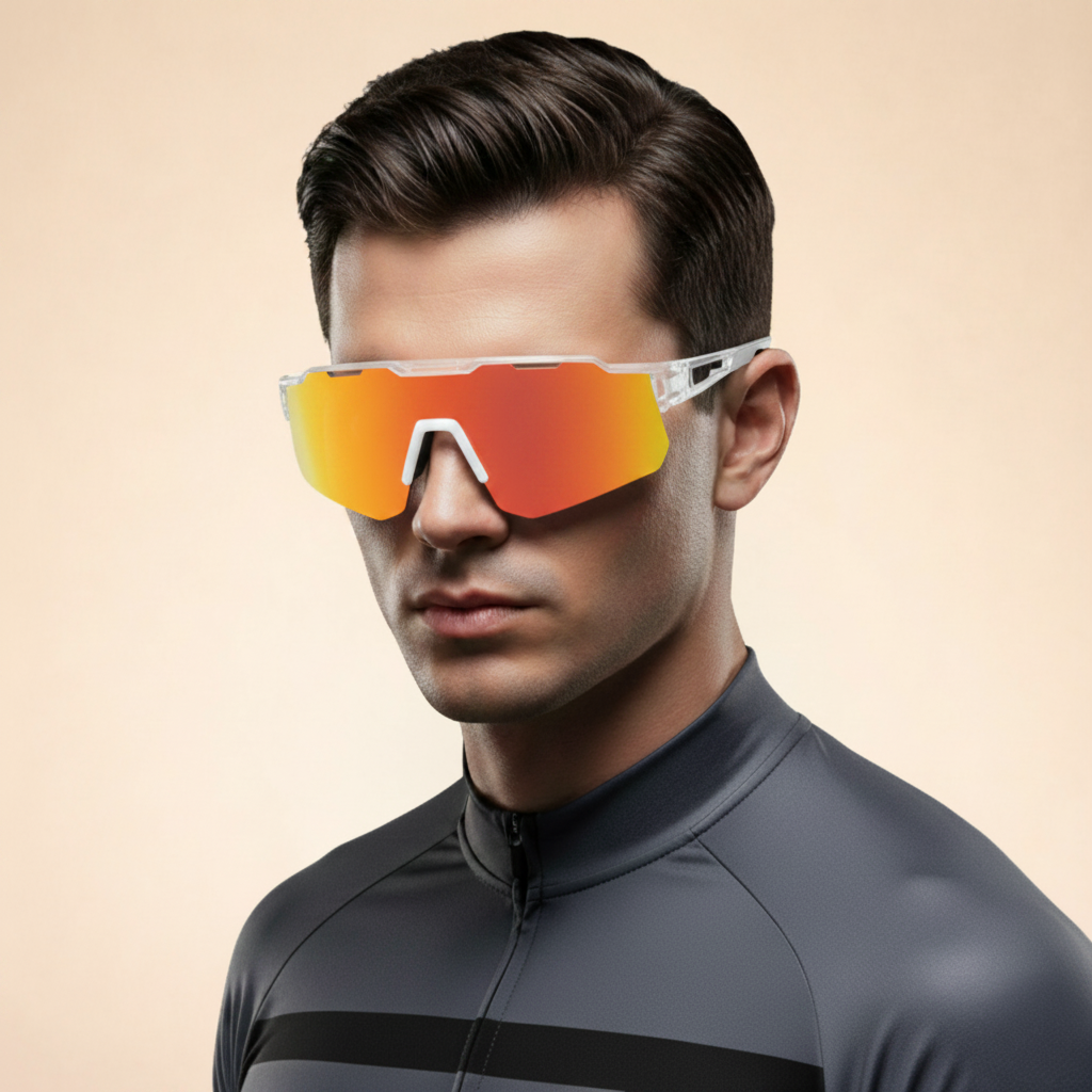 Herrars Shield Wraparound Sportsolglasögon UV400 Skydd