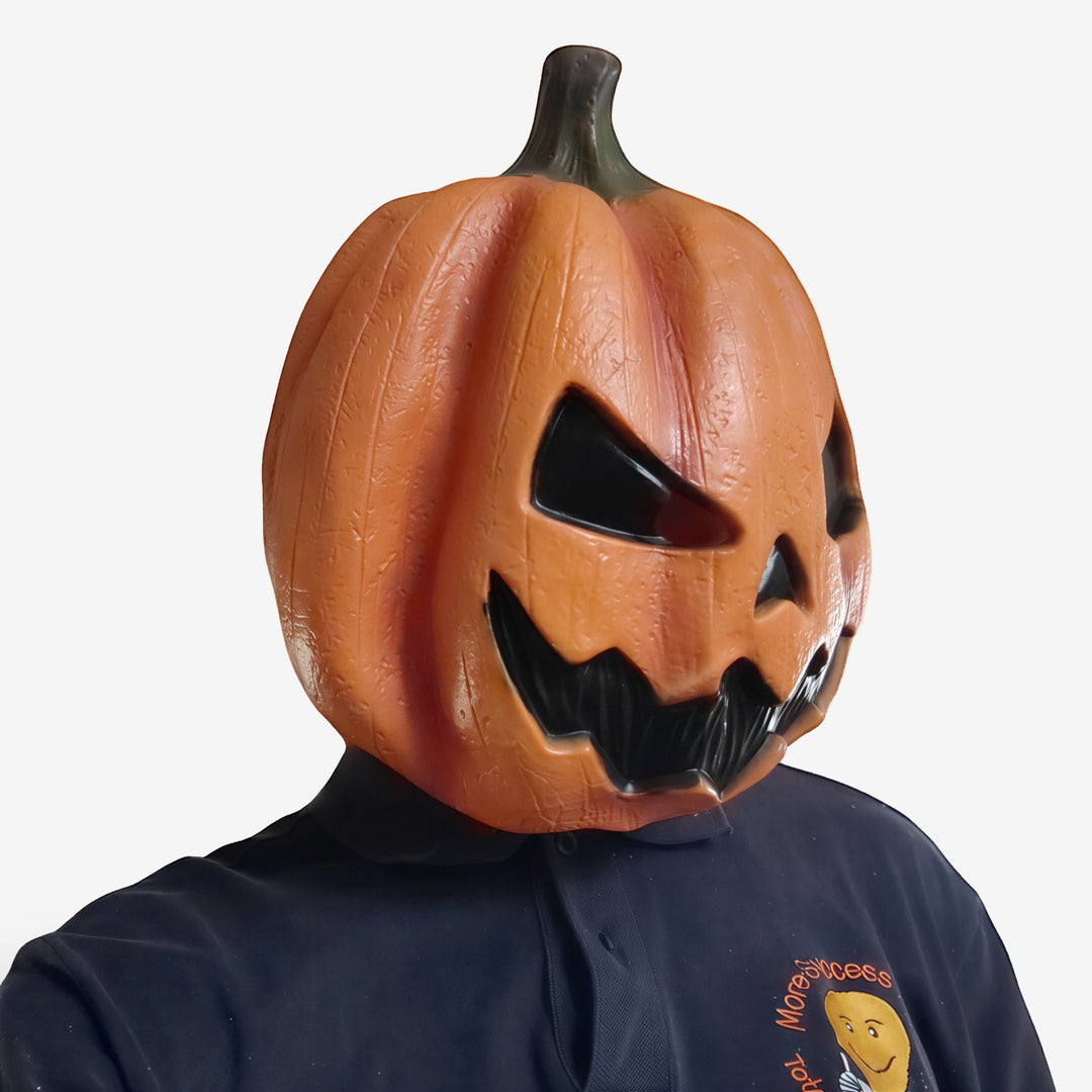Vuxnas Demon Pumpa Handmålad Huvudmask i Latex för Halloween