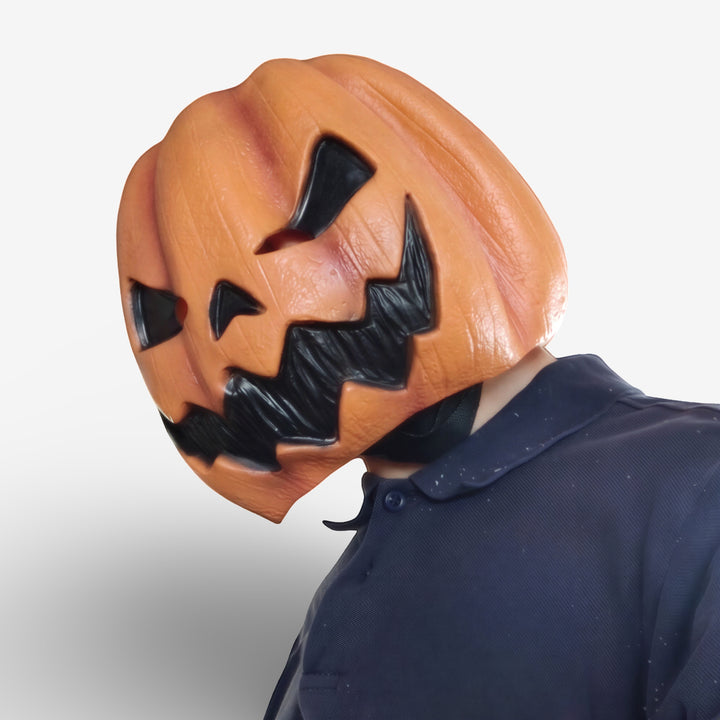 Vuxnas Demon Pumpa Handmålad Huvudmask i Latex för Halloween