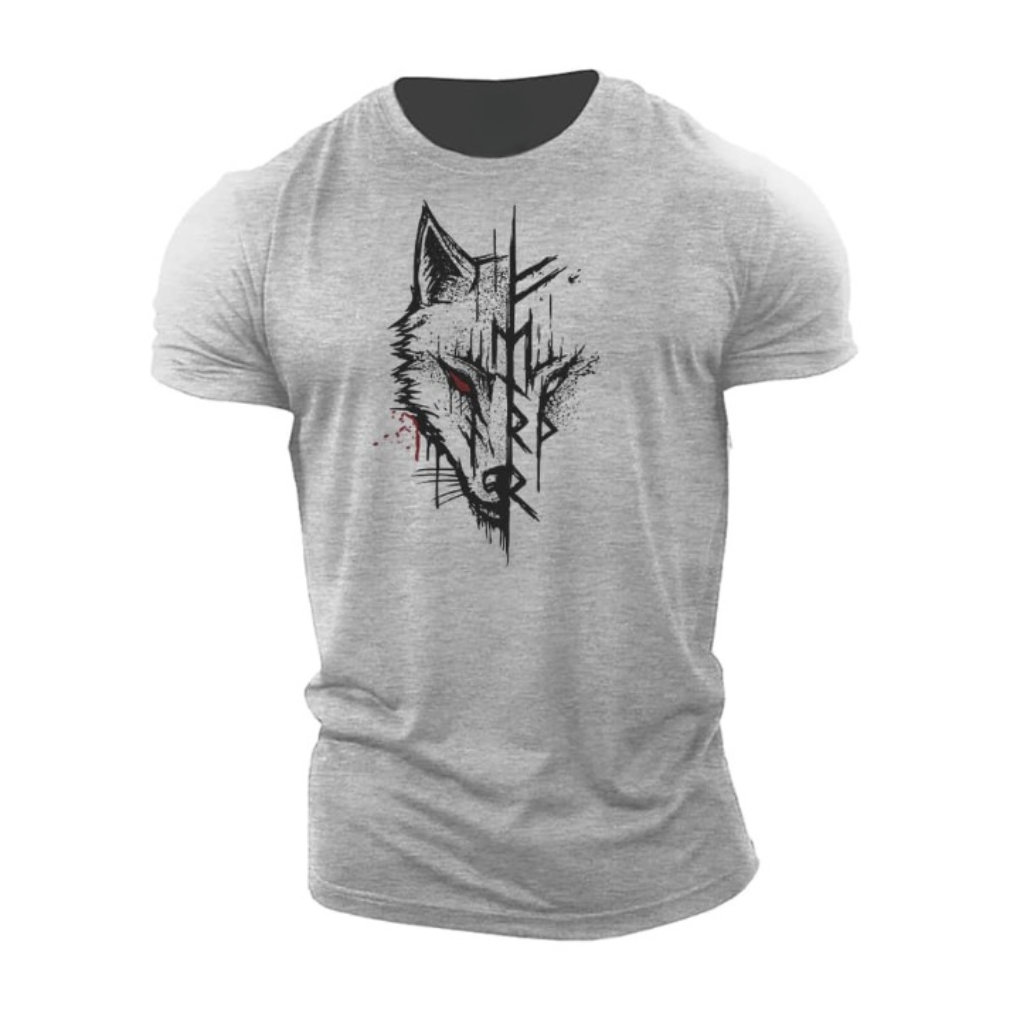 Herrens grafiska tryckta bomullst-shirt med kort ärm
