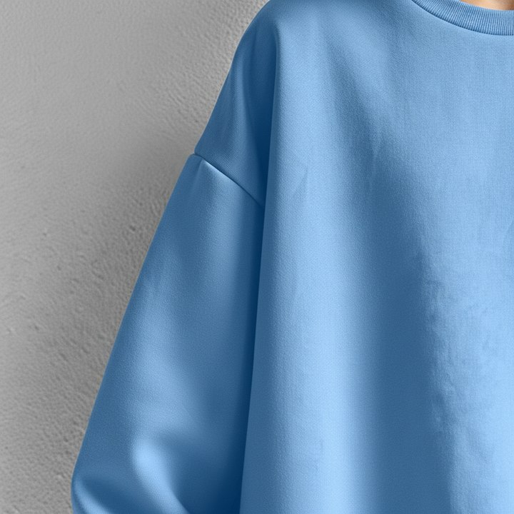 Kvinnors Oversized Crew Neck Sweatshirt med Sänkta Axlar