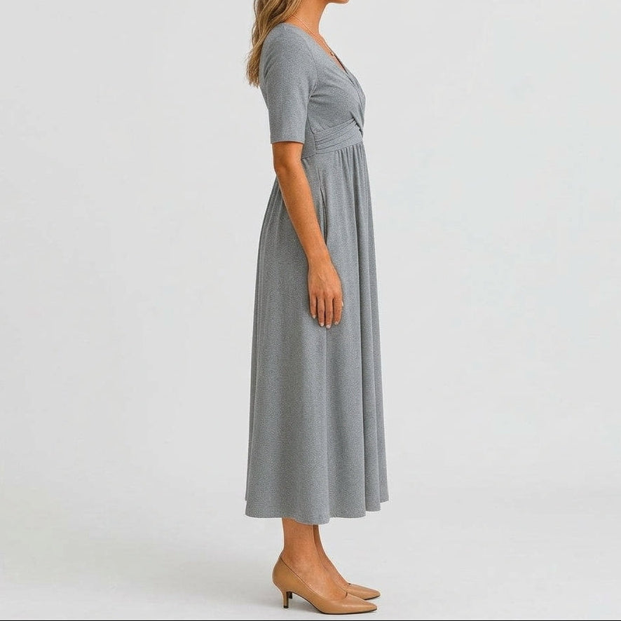 Kvinnors Empire Midiklänning med Invikta Bodice
