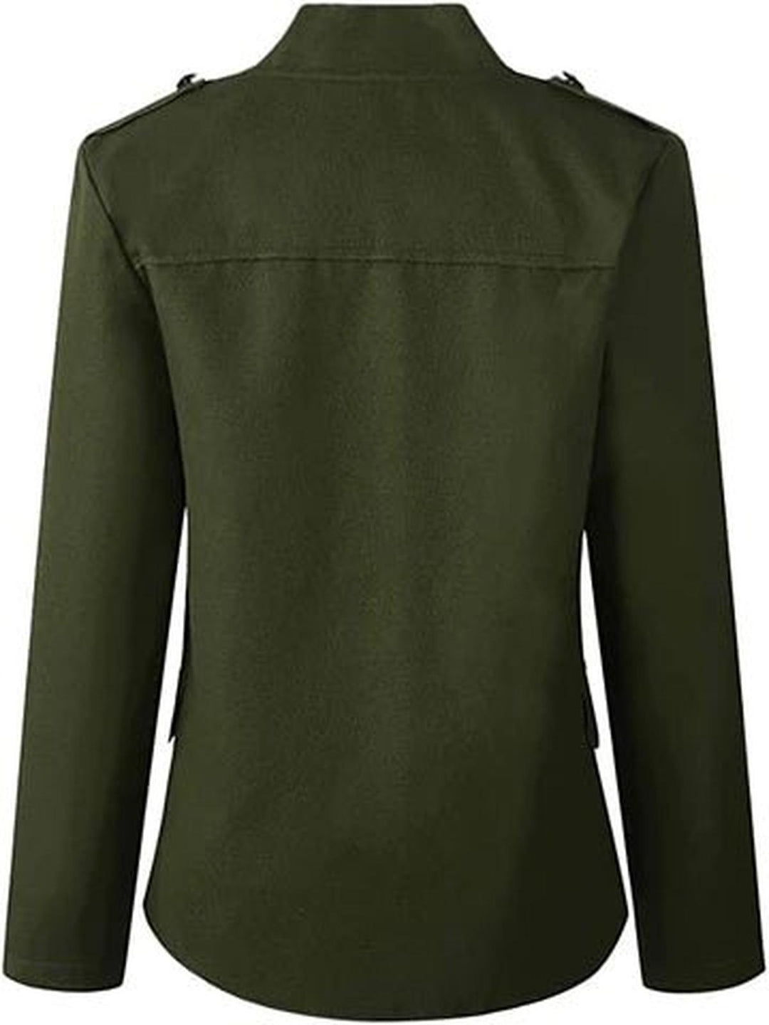 Kvinnors militärinspirerade korta jacka – Strukturerad knäppning framtill för smart casual stil
