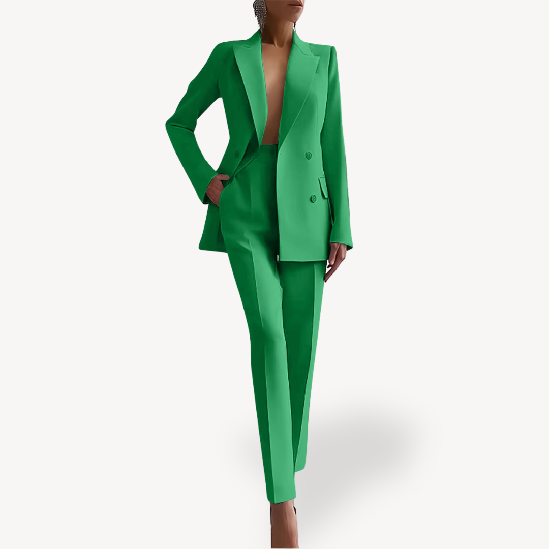 Kvinnors Skräddarsydda Power Suit – Lång Blazer och Smala Byxor för Affärsevenemang