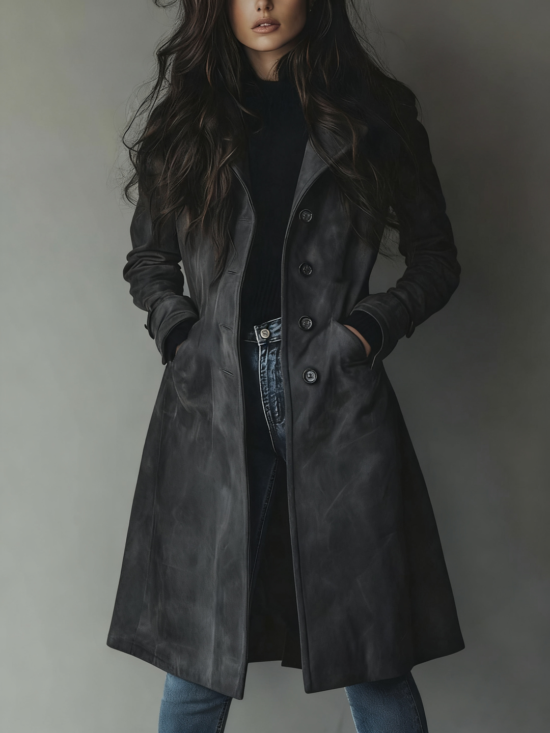 Kvinnors Vintage-inspirerad Lång Trench Coat Skräddarsydd Ytterkläder