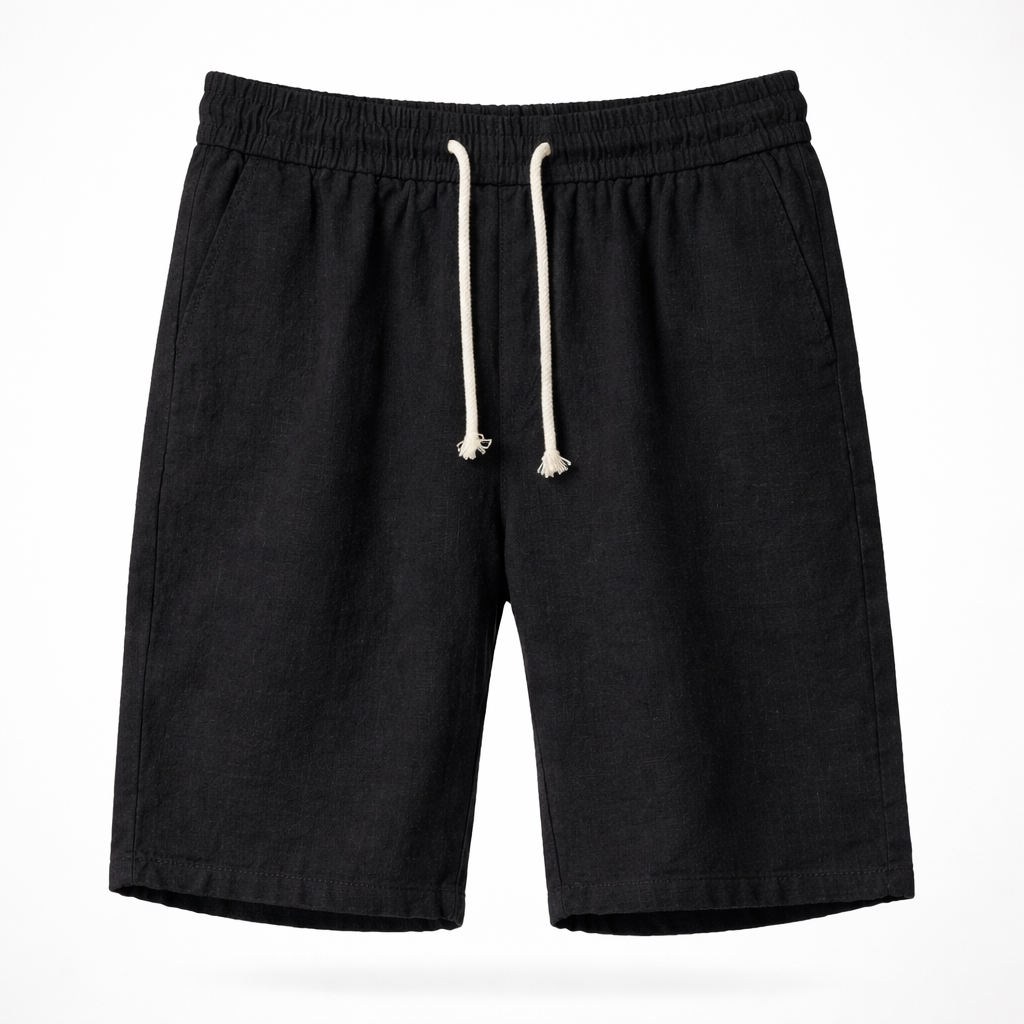 Herrlinneblandning Drawstring Shorts Avslappnad Passform Sommarshorts