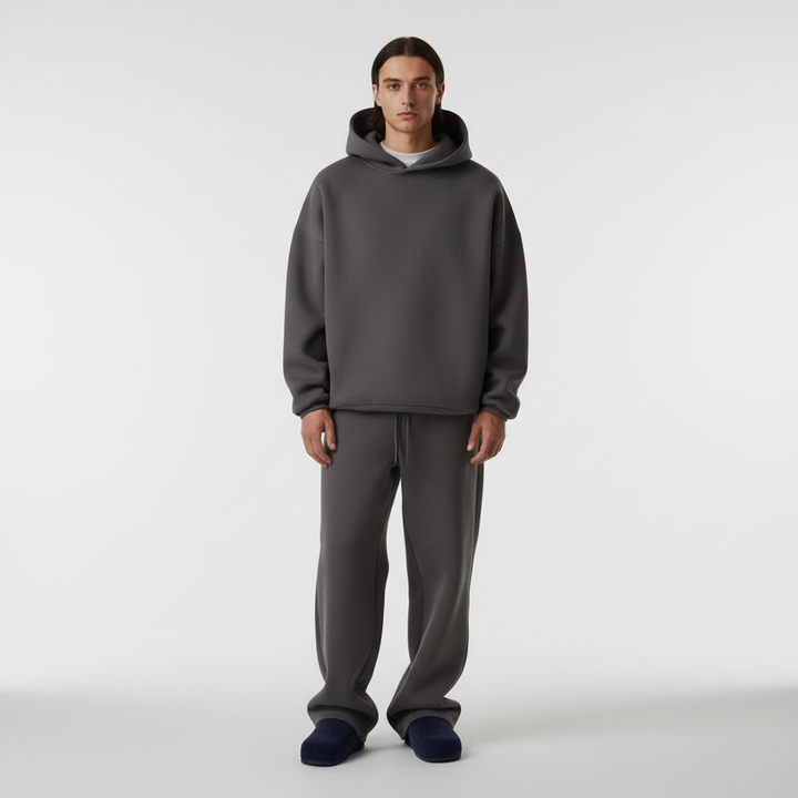 Herrens Oversized Hoodie och Joggers Set – Andningsbart Träningsställ för Träning och Avkoppling