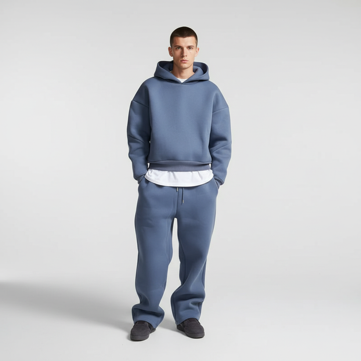 Herrens Oversized Hoodie och Joggers Set – Andningsbart Träningsställ för Träning och Avkoppling
