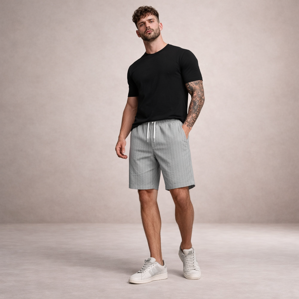 Herrars Dragstring Linne Sommar Shorts Casual Avslappnad Passform