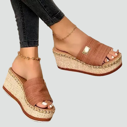 Kvinnors Wedge Slide Sandaler Flätad Plattform Sommarstil