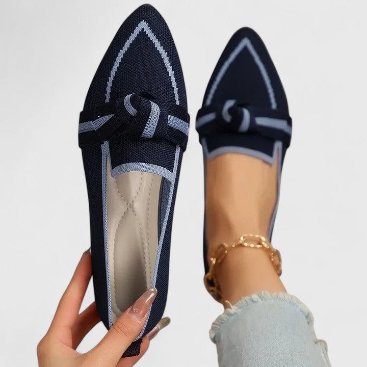 Kvinnors Spetsig Tå Loafers med Knutdetalj, Avslappnade Flats