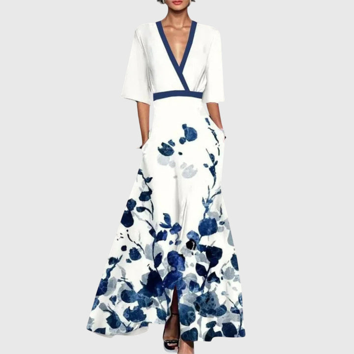 Kvinnors Blommig Wrap Maxi Klänning Elegant Tillfälle Stil