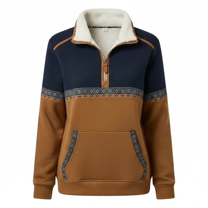Kvinnors Sherpa Krage Sweatshirt – Tryckt Kvartdragning Lager för Höst- och Vinterbruk