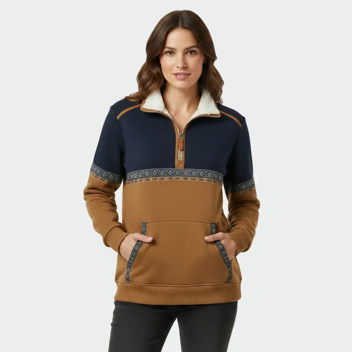 Kvinnors Sherpa Krage Sweatshirt – Tryckt Kvartdragning Lager för Höst- och Vinterbruk
