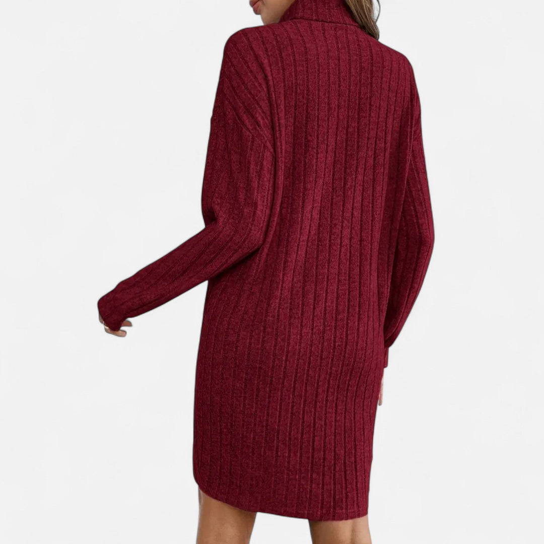 Valmonti | Dam Turtleneck Texturerad Stickad Klänning