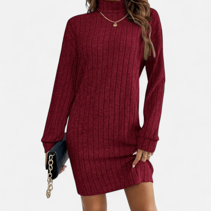 Valmonti | Dam Turtleneck Texturerad Stickad Klänning