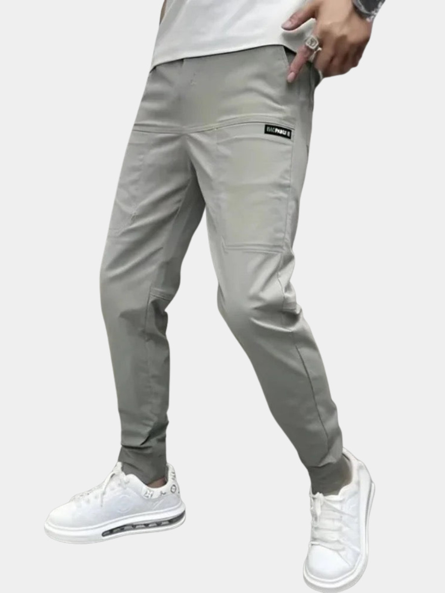 Herrars Slim Tapered Cargo Jogger Ribbad Streetwear Byxor
