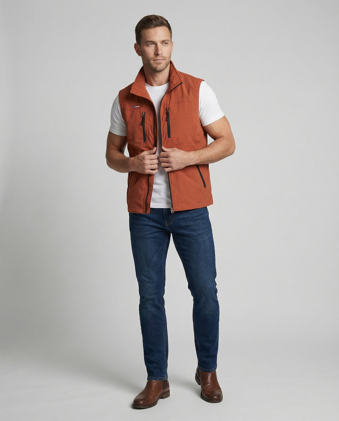 Herrars lättvikt utility gilet – Mångfickad zip-up lager för resor och vardagsbruk