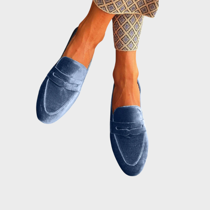 Kvinnors Sammet Penny Loafers Klassiska Slip-On Vardagsskor
