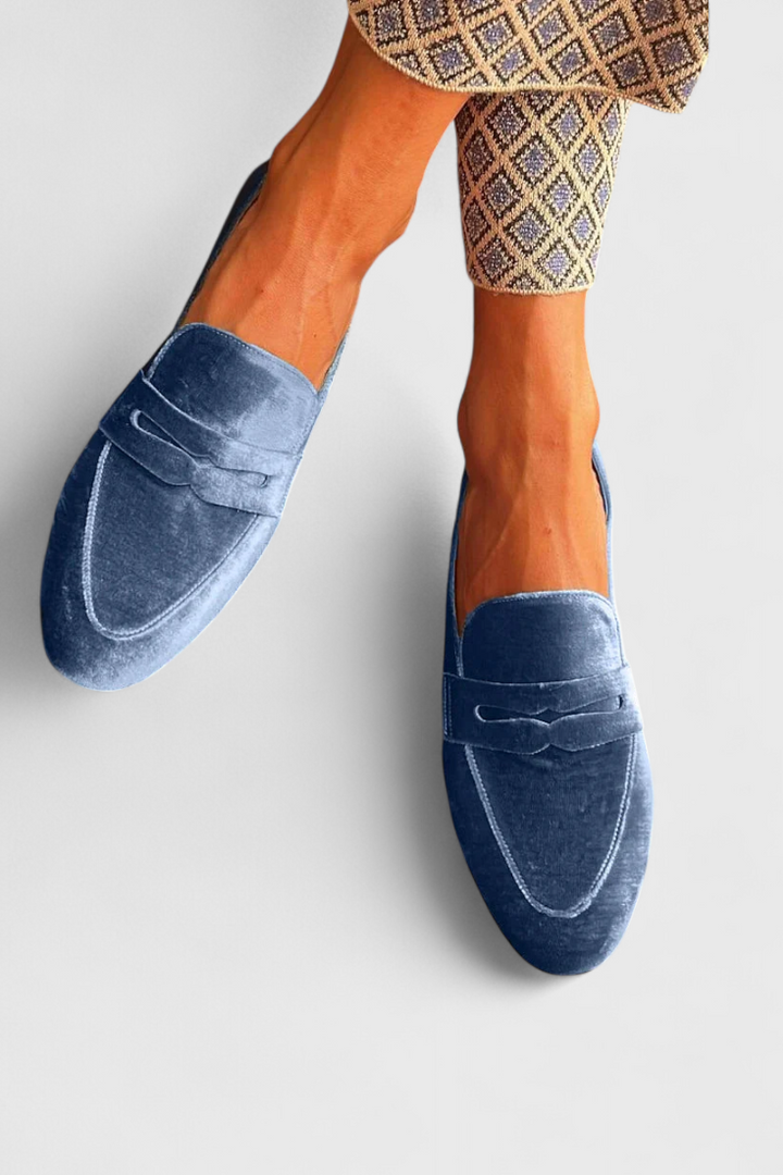Kvinnors Sammet Penny Loafers Klassiska Slip-On Vardagsskor