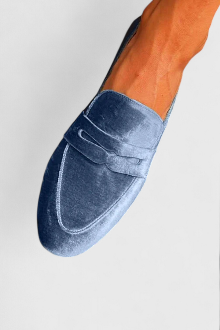 Kvinnors Sammet Penny Loafers Klassiska Slip-On Vardagsskor