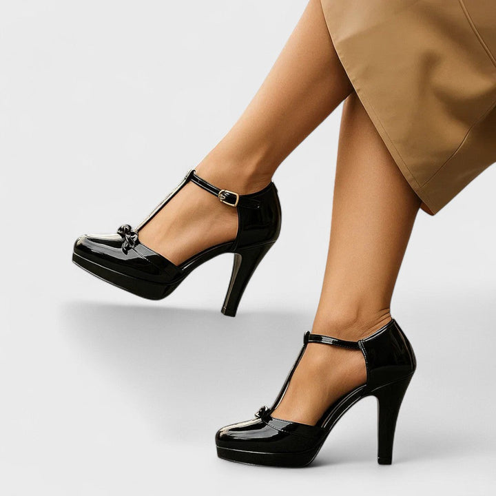Kvinnors Eleganta T-Strap Plattform Häl Occasion Stil