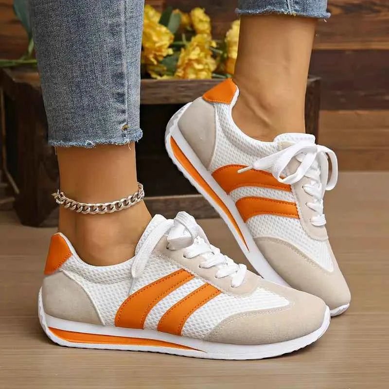 Kvinnors Andningsbara Mesh-Trainers – Lätta Snörskor för Promenader och Vardagsbruk