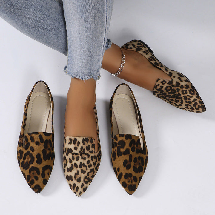 Kvinnors Spetsiga Ballerina Skor i Tryckta Slip-On