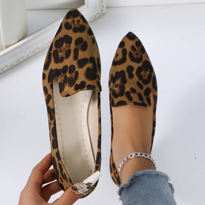 Kvinnors Spetsiga Ballerina Skor i Tryckta Slip-On