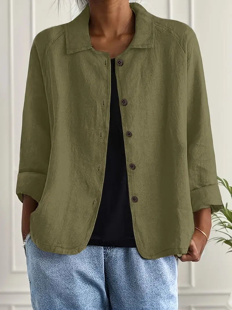Kvinnors Lätta Knapp-Front Tröja Cardigan Casual Lager
