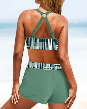 Kvinnors Stödjande Bikini Set Högmidjade Shorts Två Delar