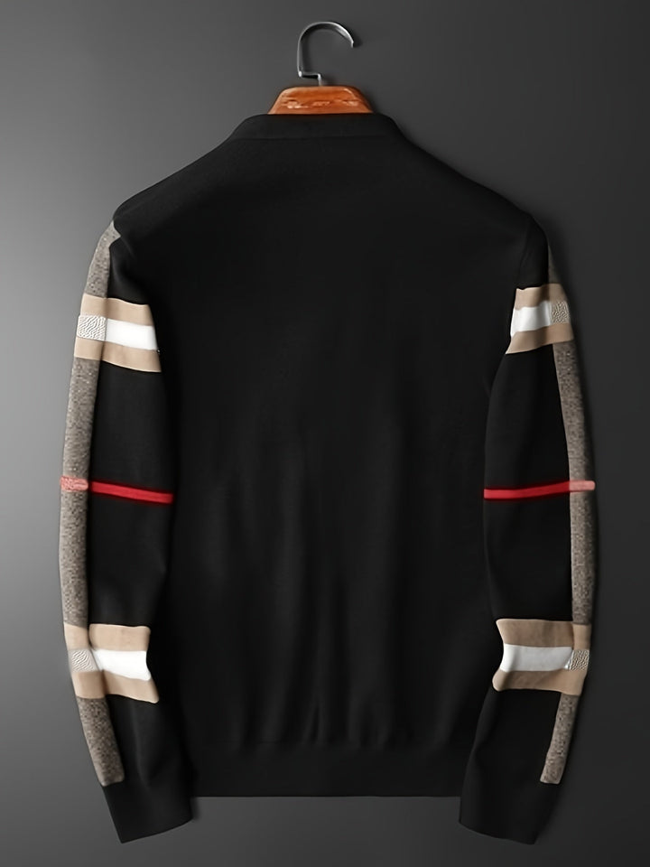 Herrars Ullknapp Cardigan – Handgjord Stickad Regular Fit