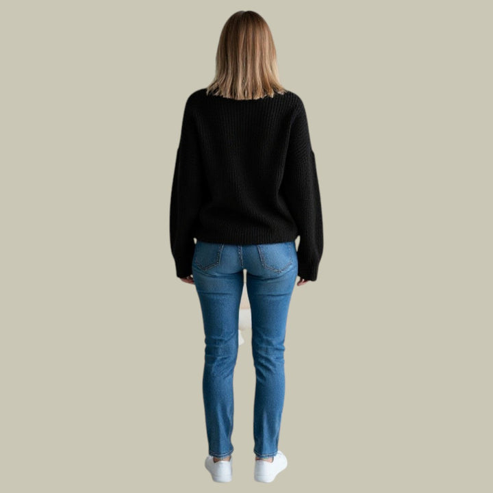 Kvinnors Avslappnad Turtleneck Stickad Tröja – Oversized Pullover för Vintern